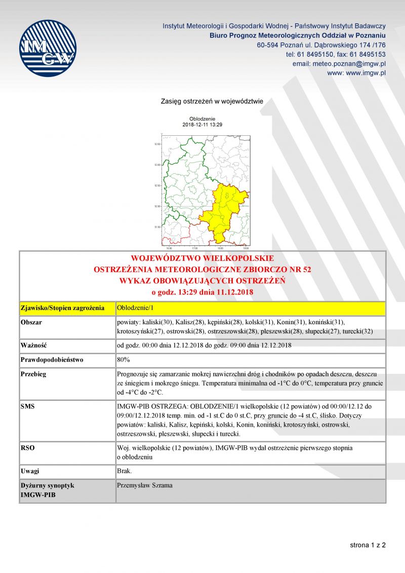 UWAGA: ostrzeżenie meteorologiczne!