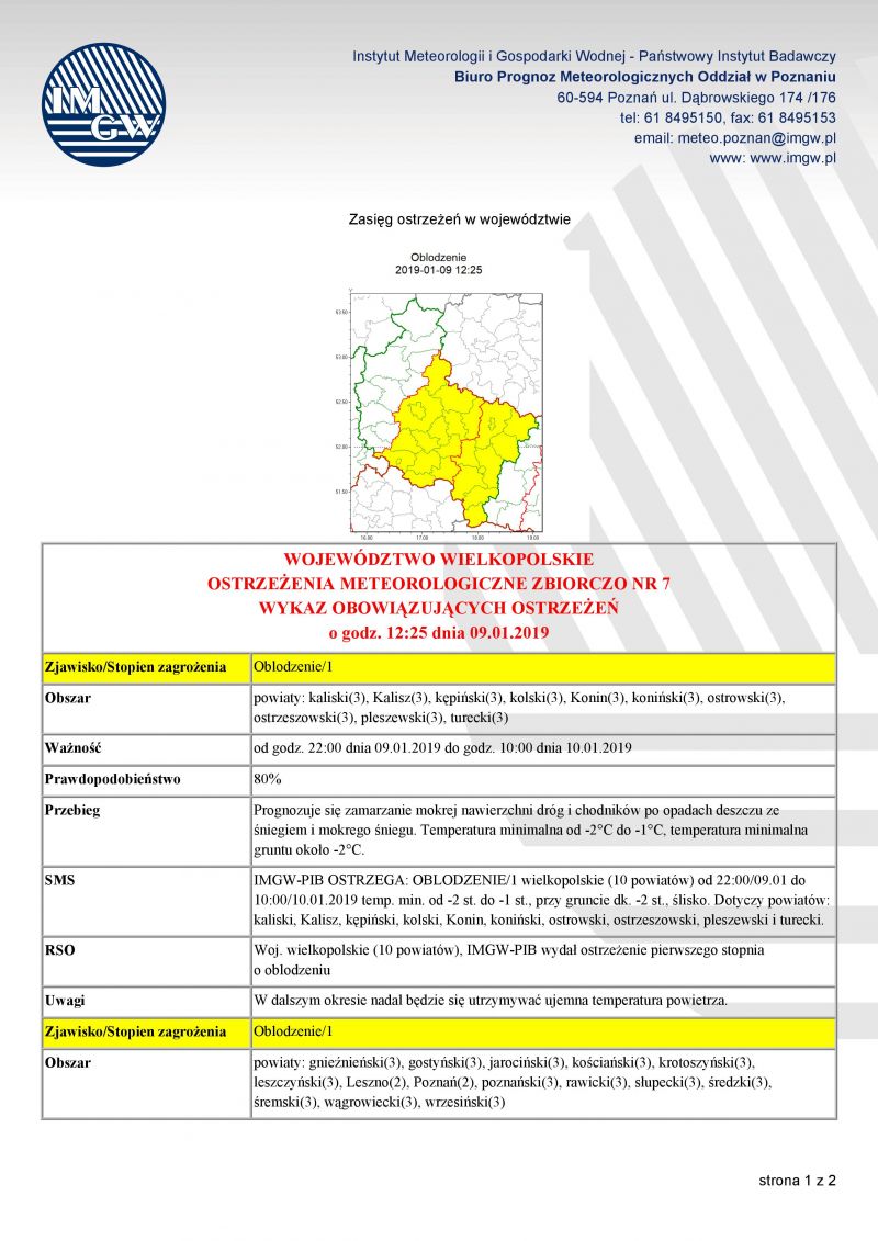 ostrzeżenie meteorologiczne