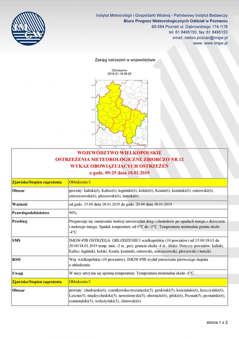 ostrzeżenie meteorologiczne