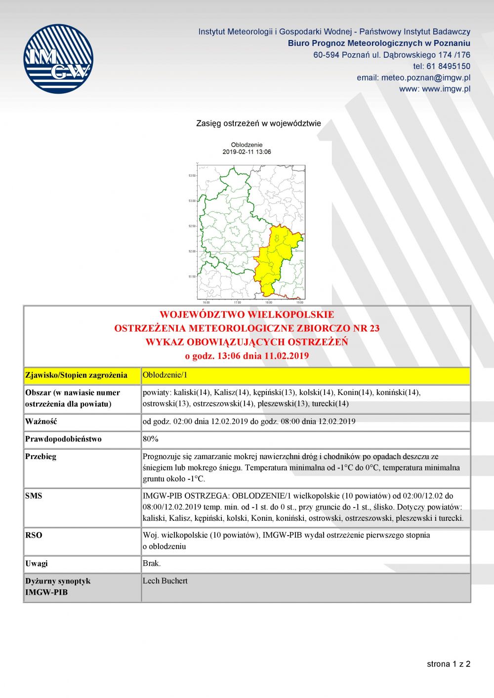 ostrzeżenie meteorologiczne