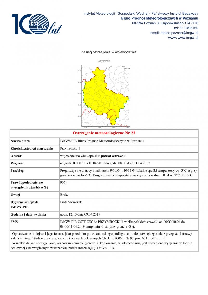 Ostrzeżenie meteo