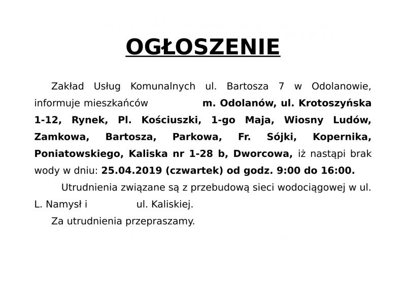 Ogłoszenie Odolanów-1