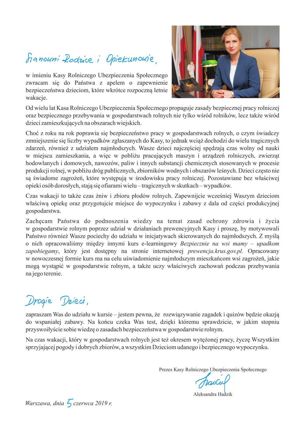 List Prezesa KRUS  2019-1