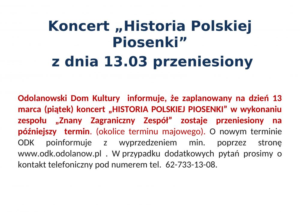 Koncert odwołany