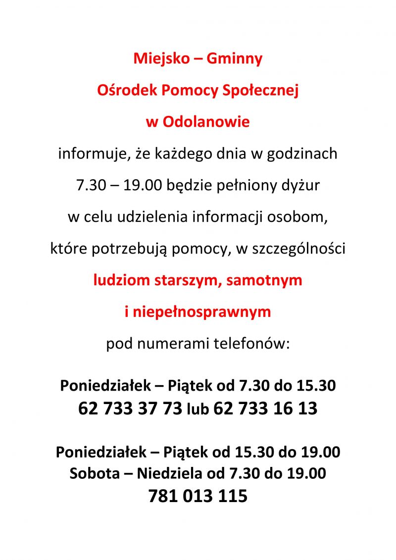 Info o dyżurach