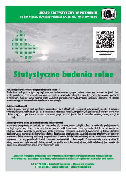 Statystyczne badania rolne - plakat