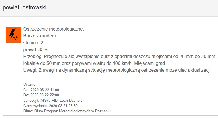 OstrzeżenieBurze22082020