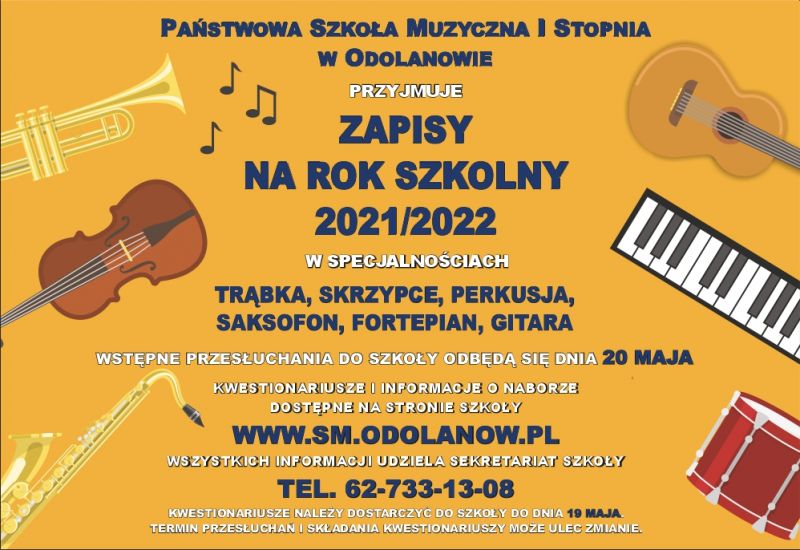 Zapisy do Szkoły Muzyczej I st. w Odolanowie