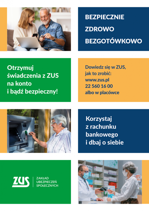 grafika Bezpiecznie, zdrowo, bezgotówkowo PION