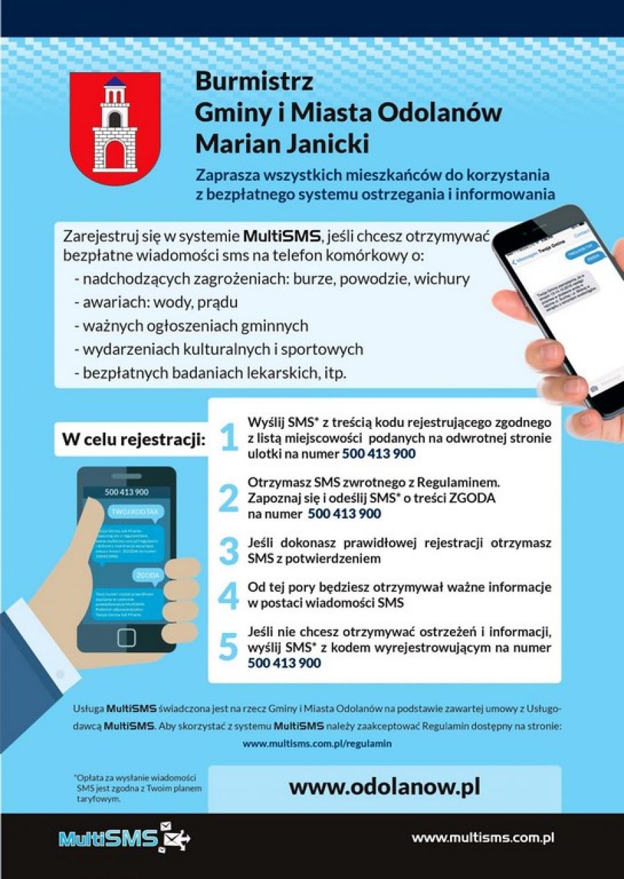 skorzystaj z bezpłatnego systemu ostrzegania i informowania Multisms