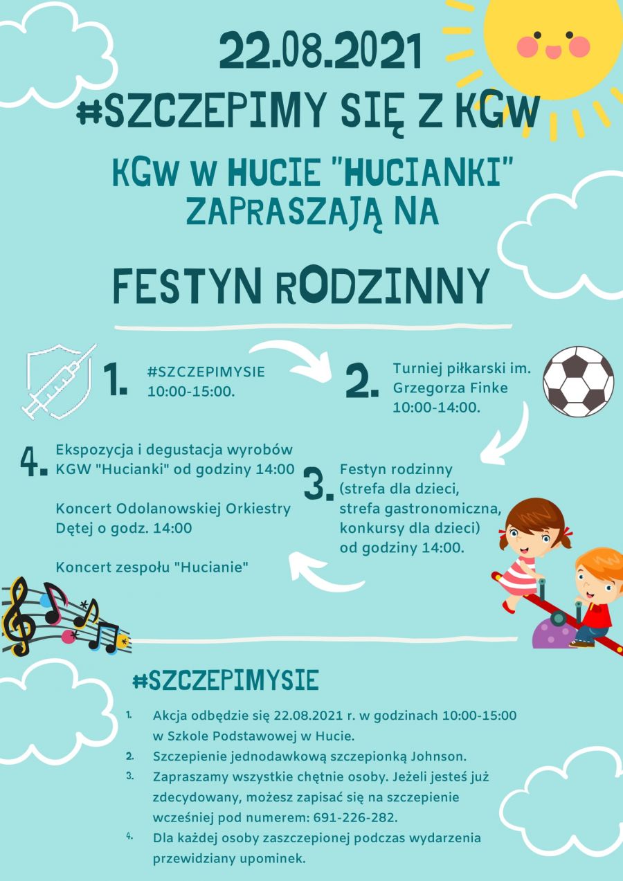 KGW w Hucie zaprasza na Festyn Rodzinny, połączony z akcją szczepień