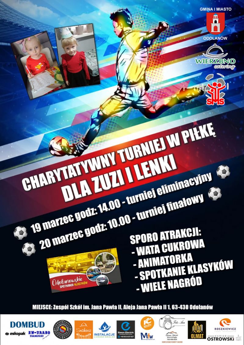 Zapraszamy na Turniej Charytatywny w piłkę nożną. Pomagamy Zuzi i Lence