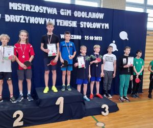 Drużynowe Mistrzostwa Gminy Odolanów w tenisie stołowym w kategorii dziewcząt i chłopców klas 4-6 i 7-8.