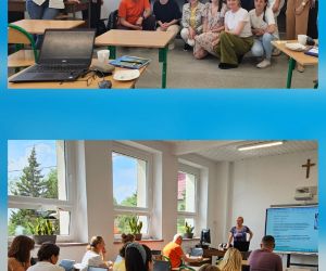 Nauczyciele na szkoleniu z nowoczesnych technologii