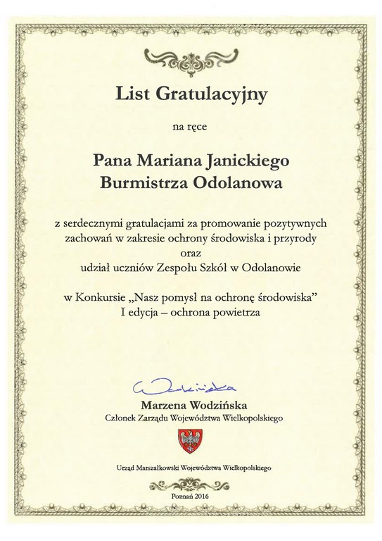 List gratulacyjny