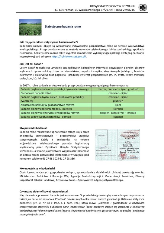 Statystyczne badania rolne