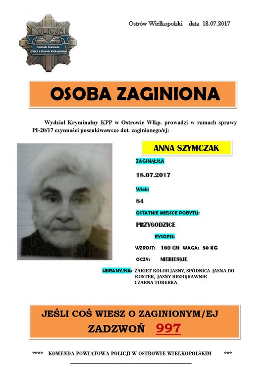 Poszukiwana Anna Szymczak