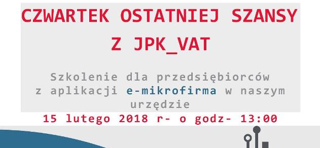 OGŁOSZENIE - Czwartek ostatniej szansy z JPK_VAT