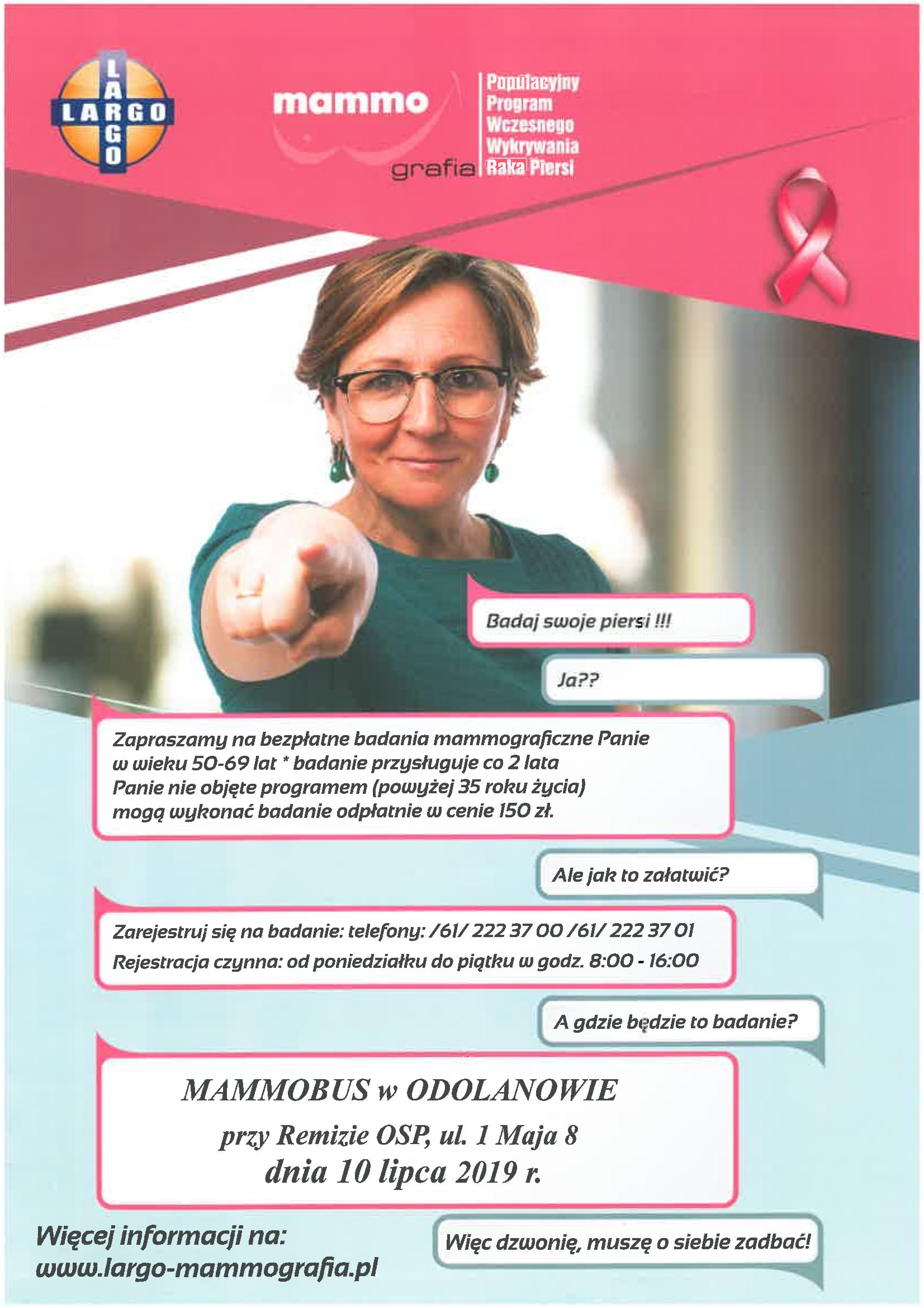 Zapraszamy na bezpłatne badania mammograficzne