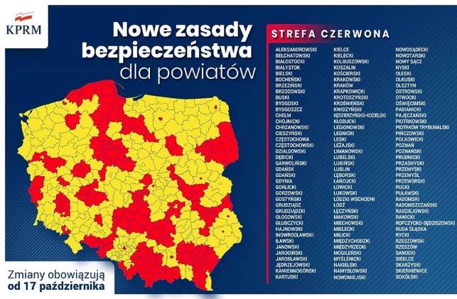 Rząd zaostrza restrykcje - Odolanów w czerwonej strefie od 17.10.2020