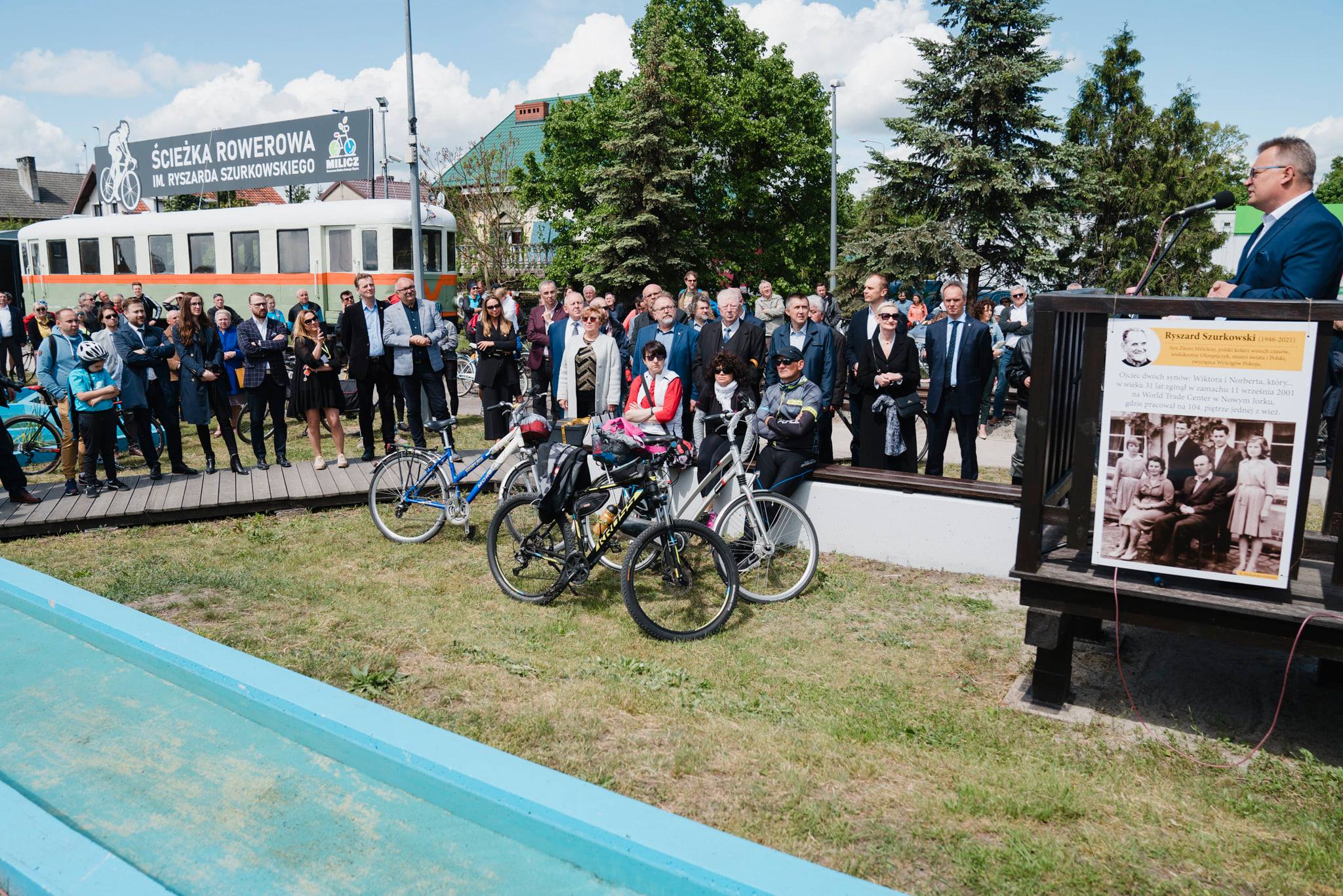 Uroczyste nadanie ścieżce rowerowej imienia Ryszarda Szurkowskiego w Miliczu z udziałem Burmistrza Gminy i Miasta Odolanów