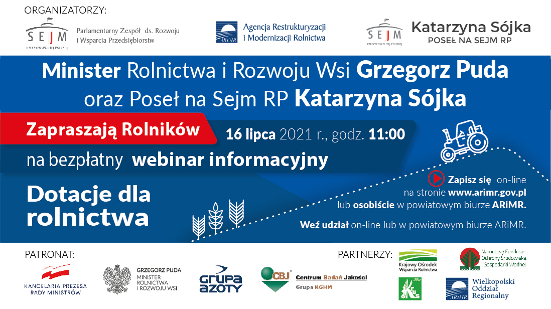 Dotacje dla rolnicwa - bezpłatny webinar informacyjny