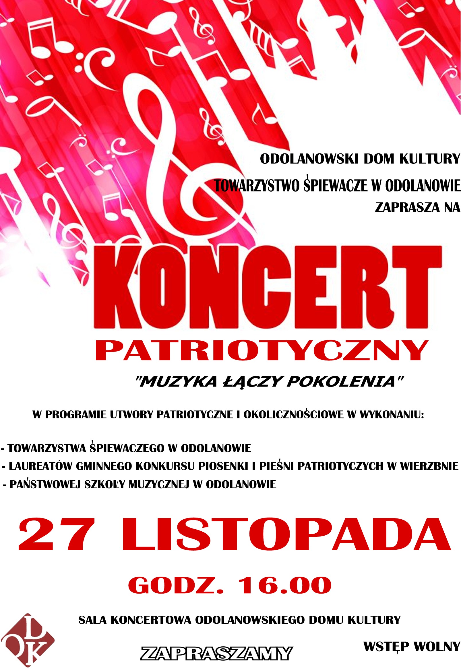 Patriotyczne śpiewanie w ODK. Zapraszamy 27 listopada!