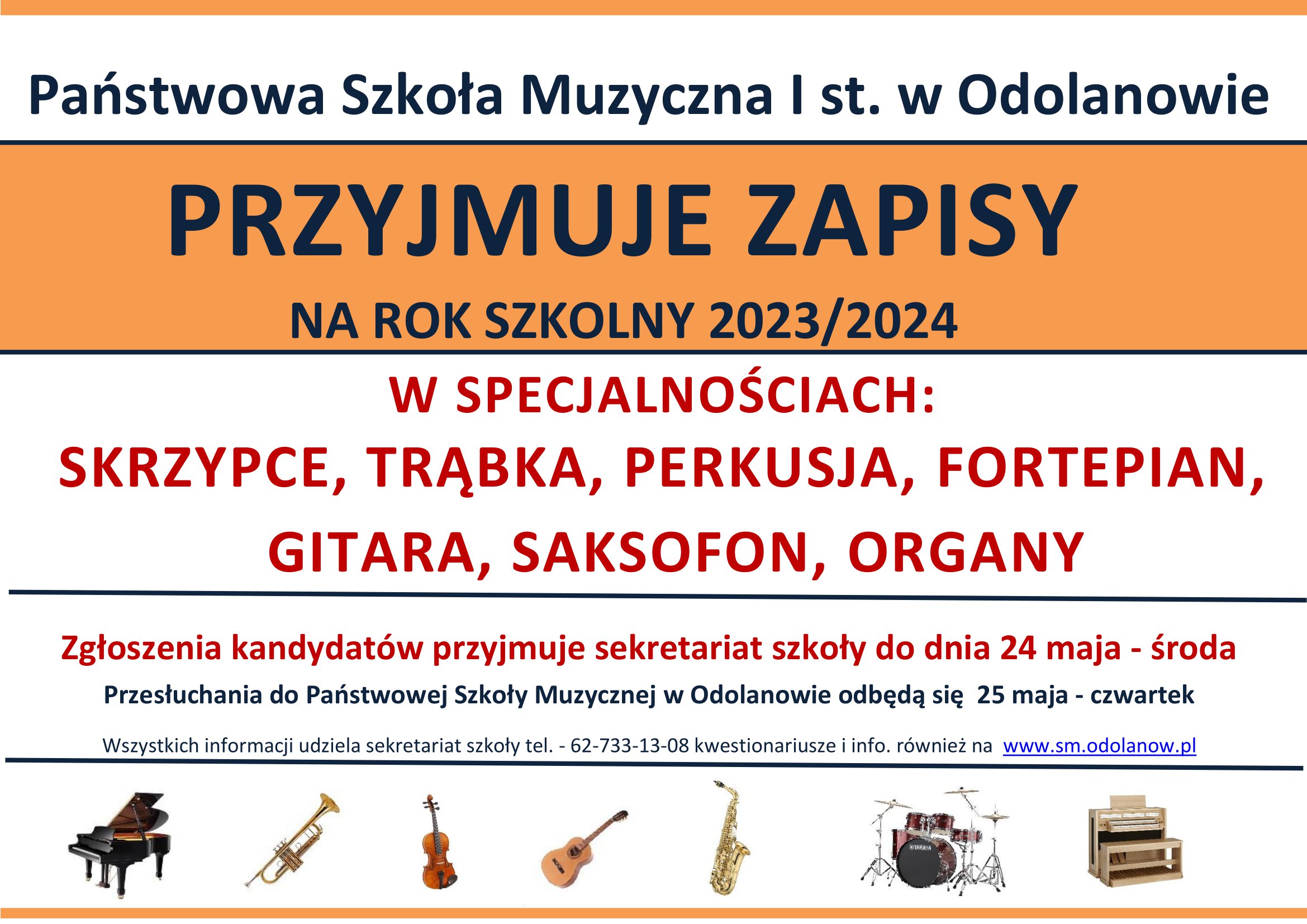 Państwowa Szkoła Muzyczna I st. w Odolanowie przyjmuje zapisy na rok szkolny 2023/2024