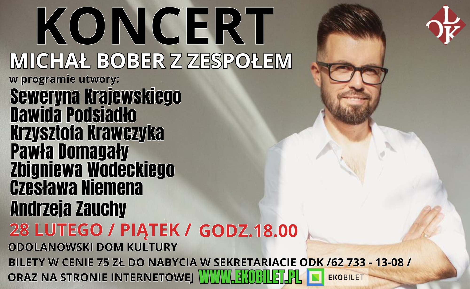 Zapraszamy na koncert "Historia jednej znajomości" Michała Bobera z zespołem