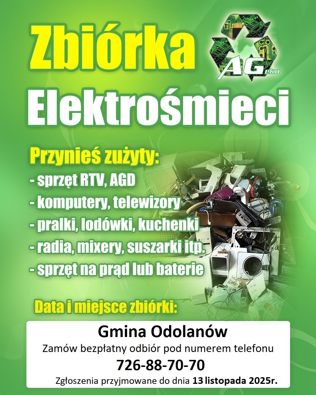 Zbiórka elektroodpadów. Zgłoszenia są przyjmowane do 13 listopada!