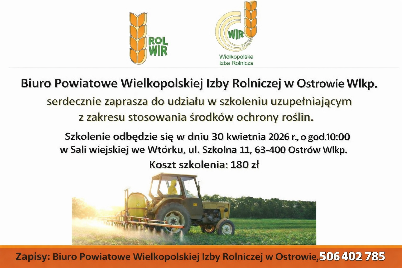 Szkolenie z zakresu stosowania środków ochrony roślin