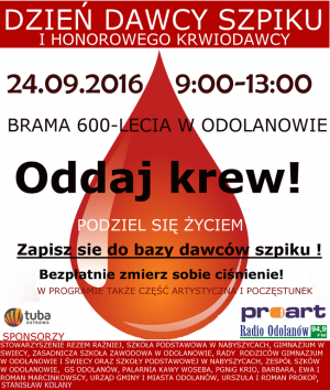 Dzień Dawcy Szpiku  i Honorowego Krwiodawcy w Odolanowie